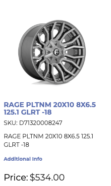20x10 Fuel Rage Rims 8x165 Dodge Ram GMC Chevy 2500 3500