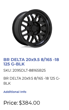 20x9.5 Black Rhino Delta Rims 8x165