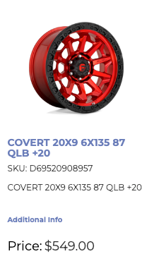 20x9 Fuel Covert Rims 6x135 Ford F-150 and Expedition