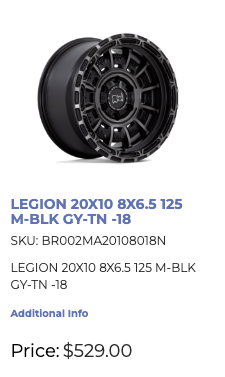 20x10 Black Rhino Legion Rims 8x165 Dodge Ram GMC Chevy 2500 3500