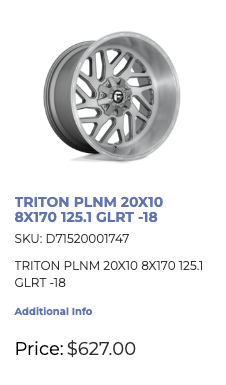 20x10 Fuel Triton Rims 8x170 Ford F250 F350 Super Duty