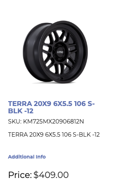 20x9 KMC Terra Rims 6x139.7 GM 1500 Ram