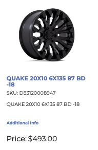 20x10 Fuel Quake Rims 6x135 - R&T Sales