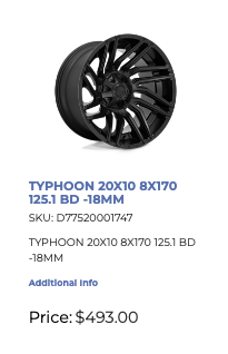 20x10 Fuel Typhoon Rims 8x170 Ford F250 F350 Super Duty