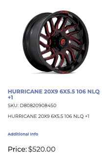 20x9 Fuel Hurricane Rims 8x165 Dodge Ram Gmc Chevy 2500 3500