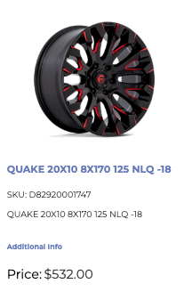 20x10 Fuel Quake Rims 8x170 - R&T Sales