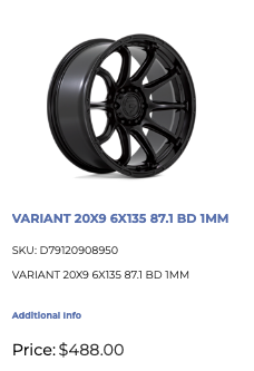 20x9 Fuel Variant Rims 6x135 Ford F-150 Expedition