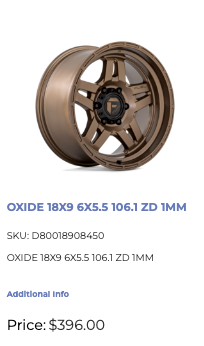 18x9 Fuel Oxide Rims 6x139.7 GM 1500 Ram