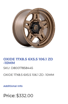 17x8.5 Fuel Oxide Rims 6x139.7 GM 1500 Ram