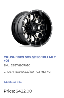 18x9 Fuel Crush Rims 5x139/50 Dodge Ram 1500 Toyota Tundra
