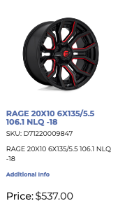 20x10 Fuel Rage Rims 6x135/139 F-150 GM 1500 Ram