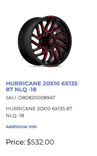 20x10 Fuel Hurricane Rims 6x135 Ford F-150 Expedition