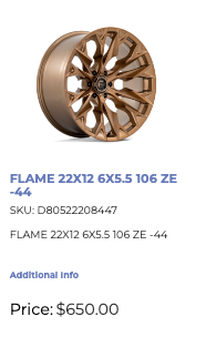 22x12 Fuel Flame Rims 6x139.7 GM 1500 Ram