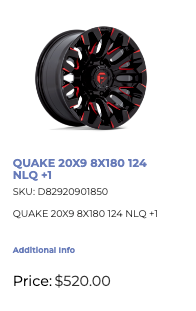 20x9 Fuel Quake Rims 8x180 Chevy 2500 3500