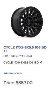 17x9 Fuel Cycle Rims 6x139.7 GM 1500 Ram
