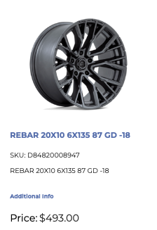 20x10 Fuel Rebar Rims 6x135 Ford F-150 Expedition