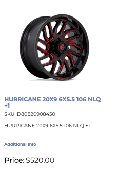 20x9 Fuel Hurricane Rims 6x139.7 GM 1500 Ram