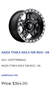 17x8.5 Fuel Anza Rims 6x139.7 GM 1500 Ram
