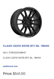 22x10 Fuel Clash Rims 6x135 Ford F-150 and Expedition