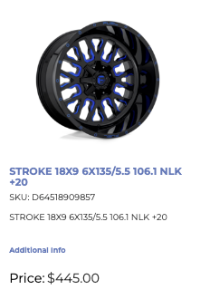 18x9 Fuel Stroke Rims 6x135/139.7 F-150 GM 1500 Ram