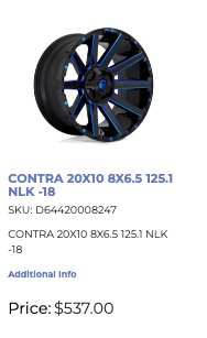20x10 Fuel Contra Rims 8x165 -18