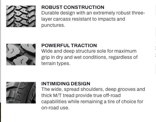 LT 265/75/16 Sailun TERRAMAX M/T Mud Tires