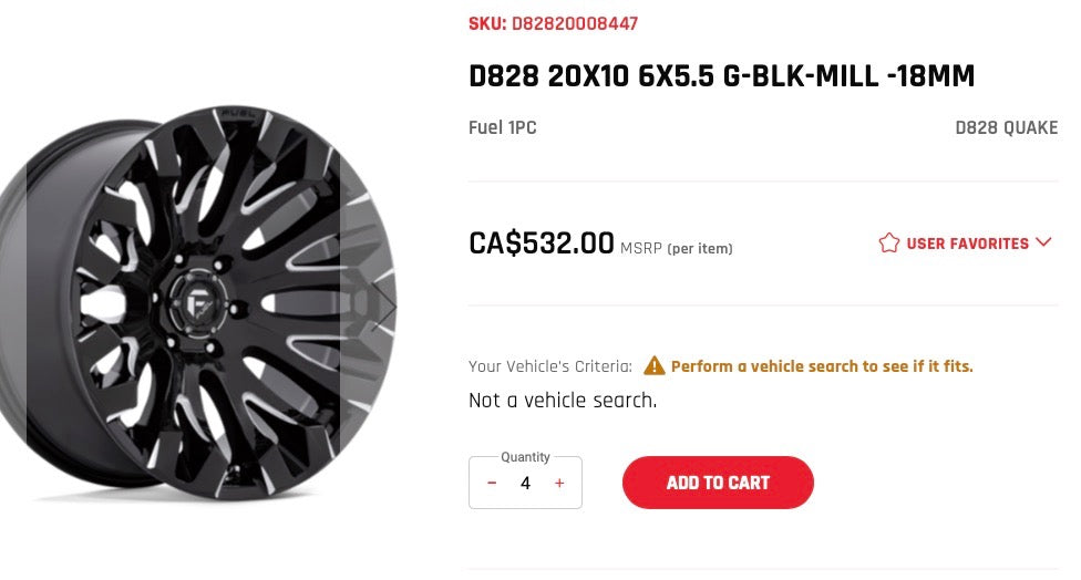 20x10 Fuel Quake Rims 6x139