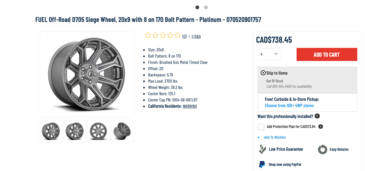 20x9 Fuel rims Ford F250 F350 Super Duty 8x170