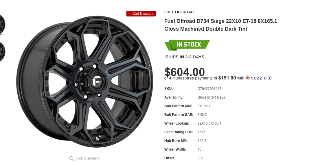22x10 Fuel Rims 8x165 Dodge Ram Gmc Chevy 2500 3500