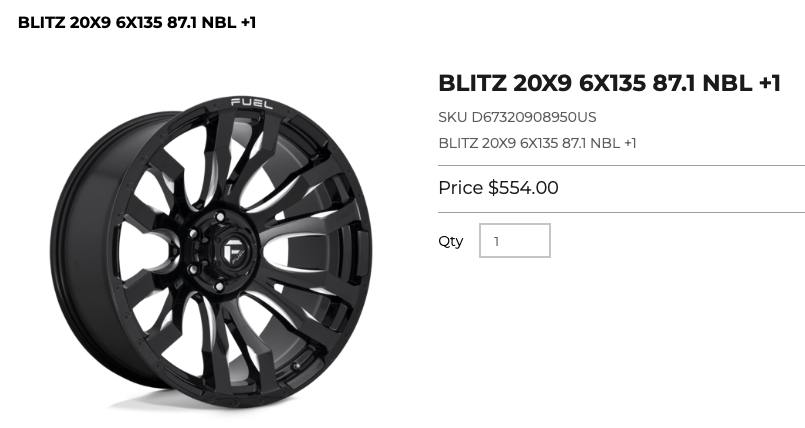 20x9 Fuel rims 6x135 Ford F-150