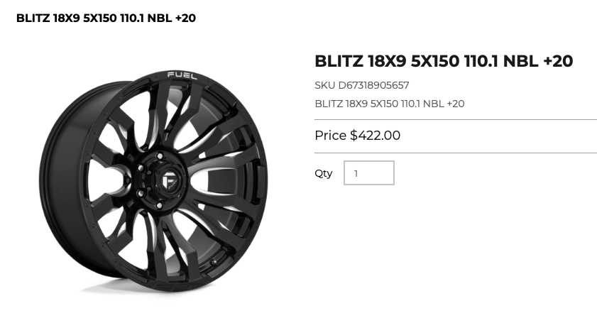 18 inch Fuel Rims 5x150 Toyota Tundra Sequoia