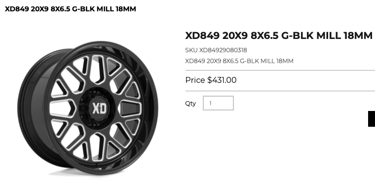 20x9 XD Rims 8x165 Dodge Ram Gmc Chevy 2500 3500