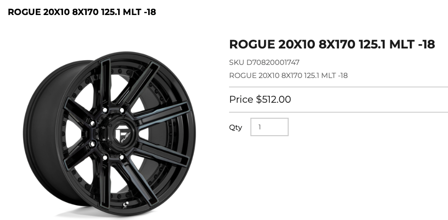 20x10 Fuel rims Ford F250 F350 Super Duty 8x170