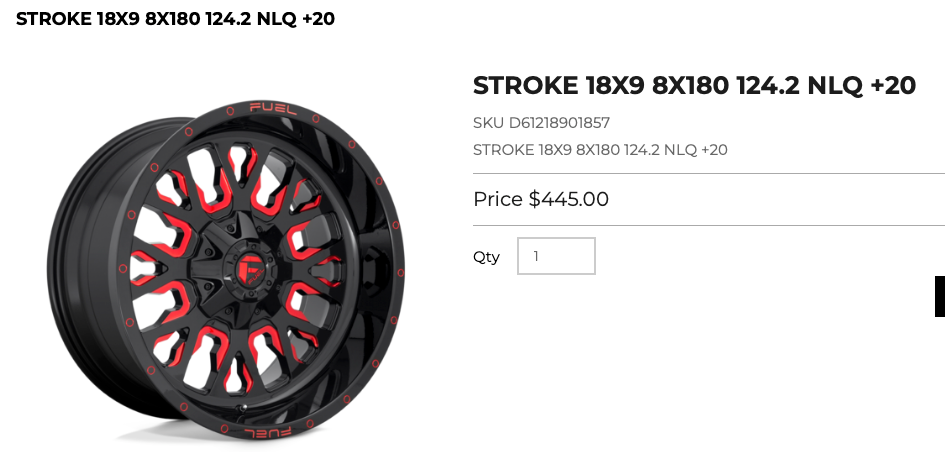 18x9 Fuel Stroke Rims 8x180