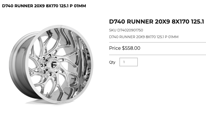 20 inch Fuel Rims 8x170 Ford F-250 F-350 Super Duty Chrome