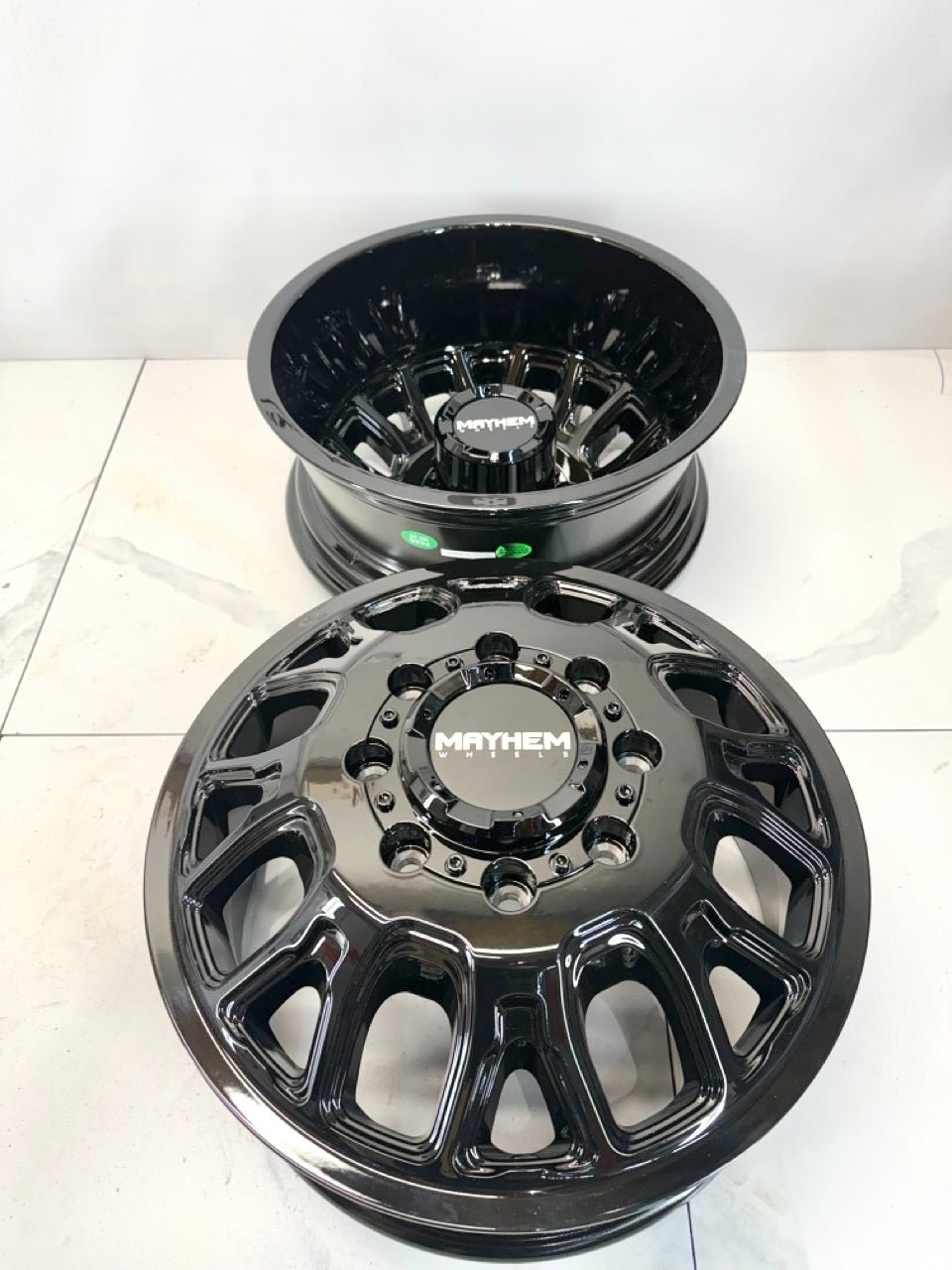 17x6.5 Mayhem Cogent Gloss Black Dually Rims - R&T Sales