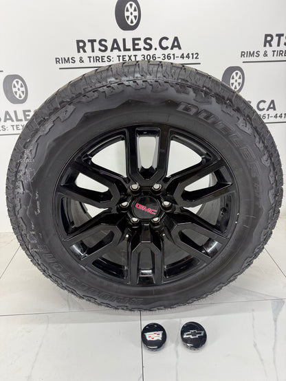 275/60/20 Bridgestone AT Tires on 20" GMC AT4 Rims 6x139.7 (Takeoffs)