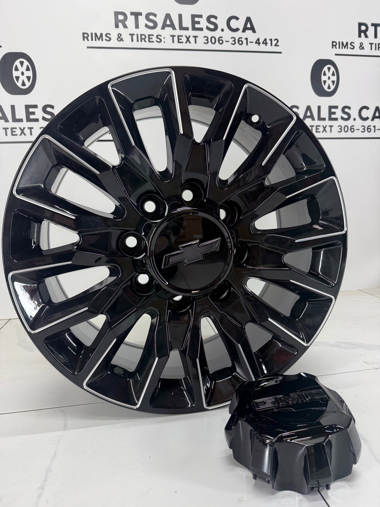 20x8.5 GMC CHEVY Replica Rims Black Milled 8x180 2500 3500