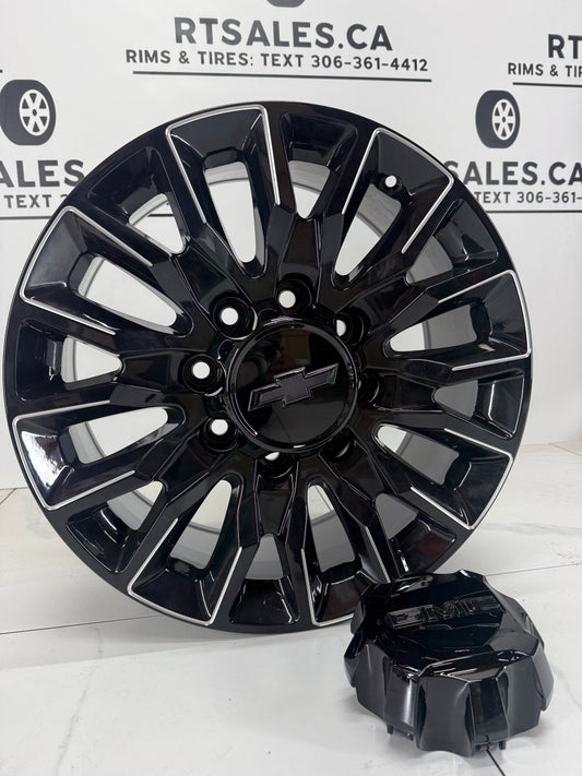 20x8.5 GMC CHEVY Replica Rims Black Milled 8x180 2500 3500