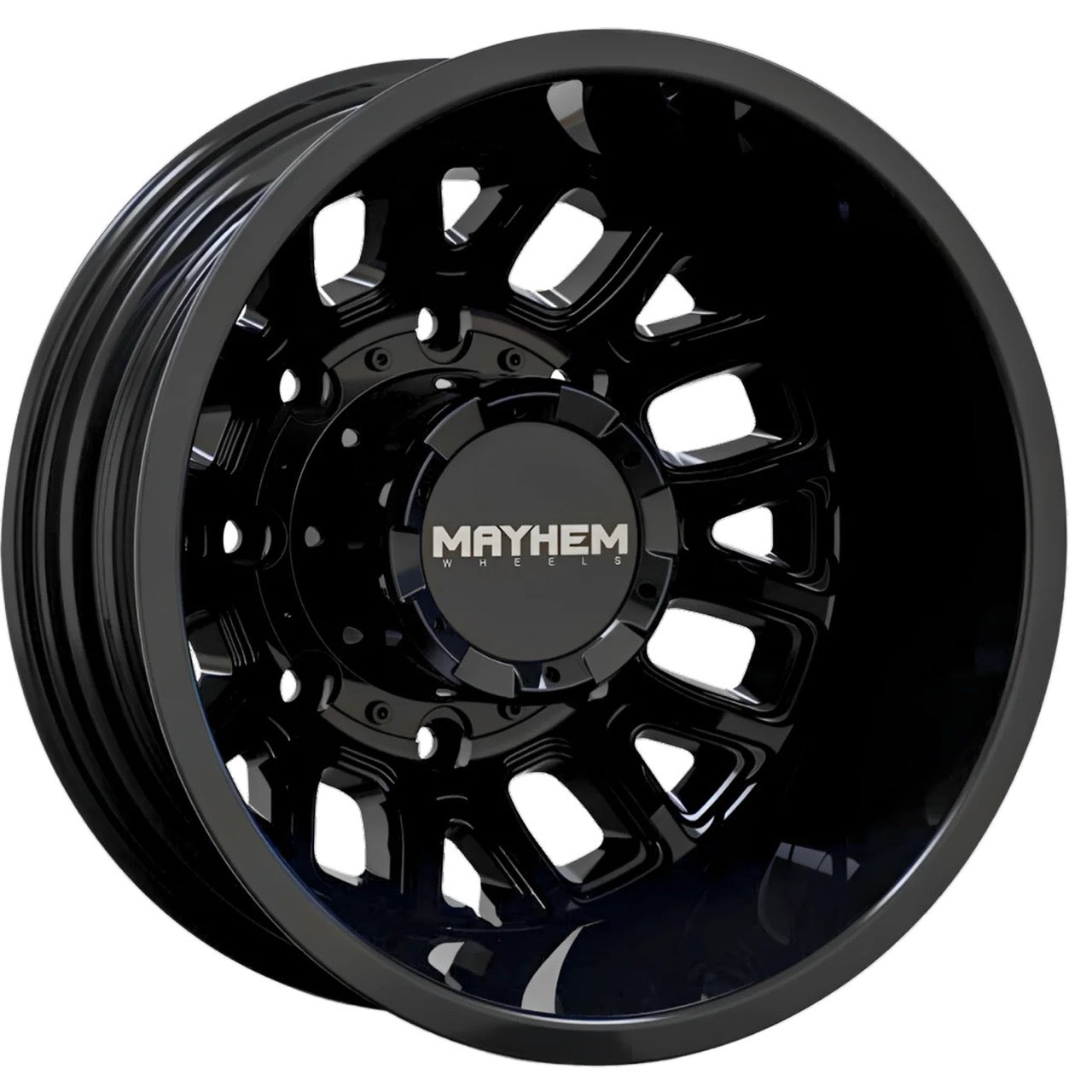 17x6.5 Mayhem Cogent Gloss Black Dually Rims - R&T Sales