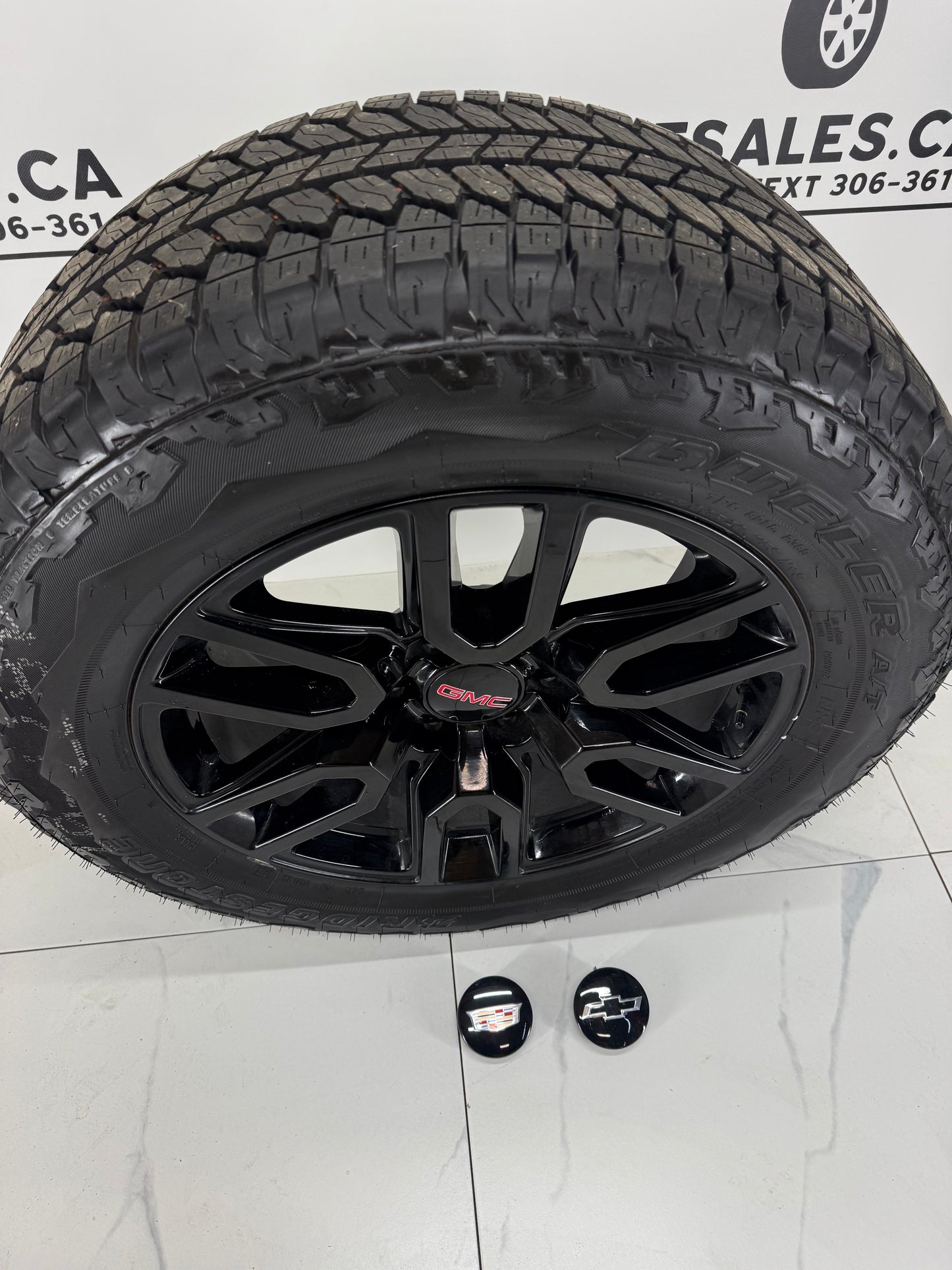 275/60/20 Bridgestone AT Tires on 20" GMC AT4 Rims 6x139.7 (Takeoffs)