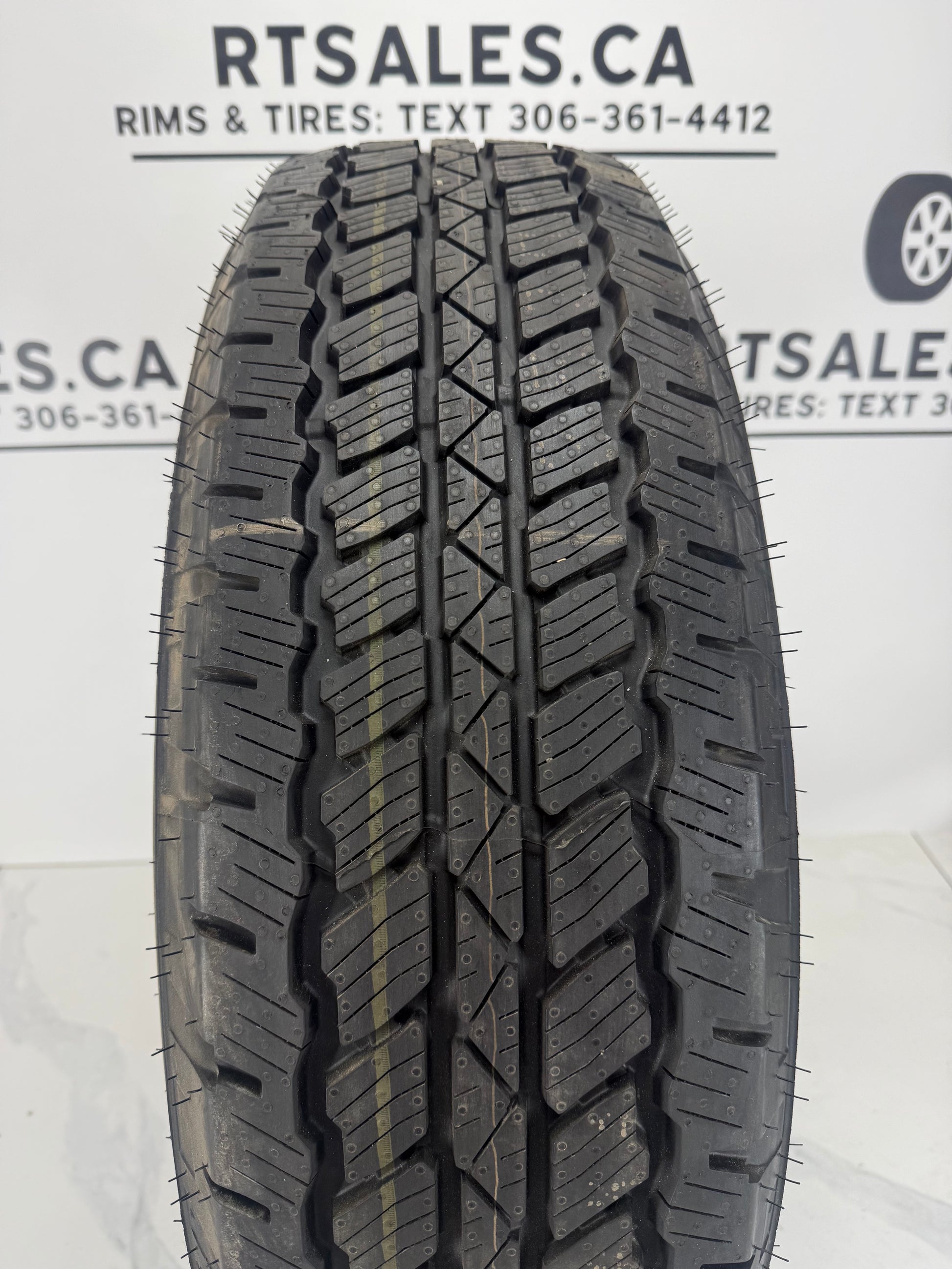255/75R17 Bridgestone Dueler A/T RH-S all season tire tread — new takeoffs at R&T Sales Saskatoon
