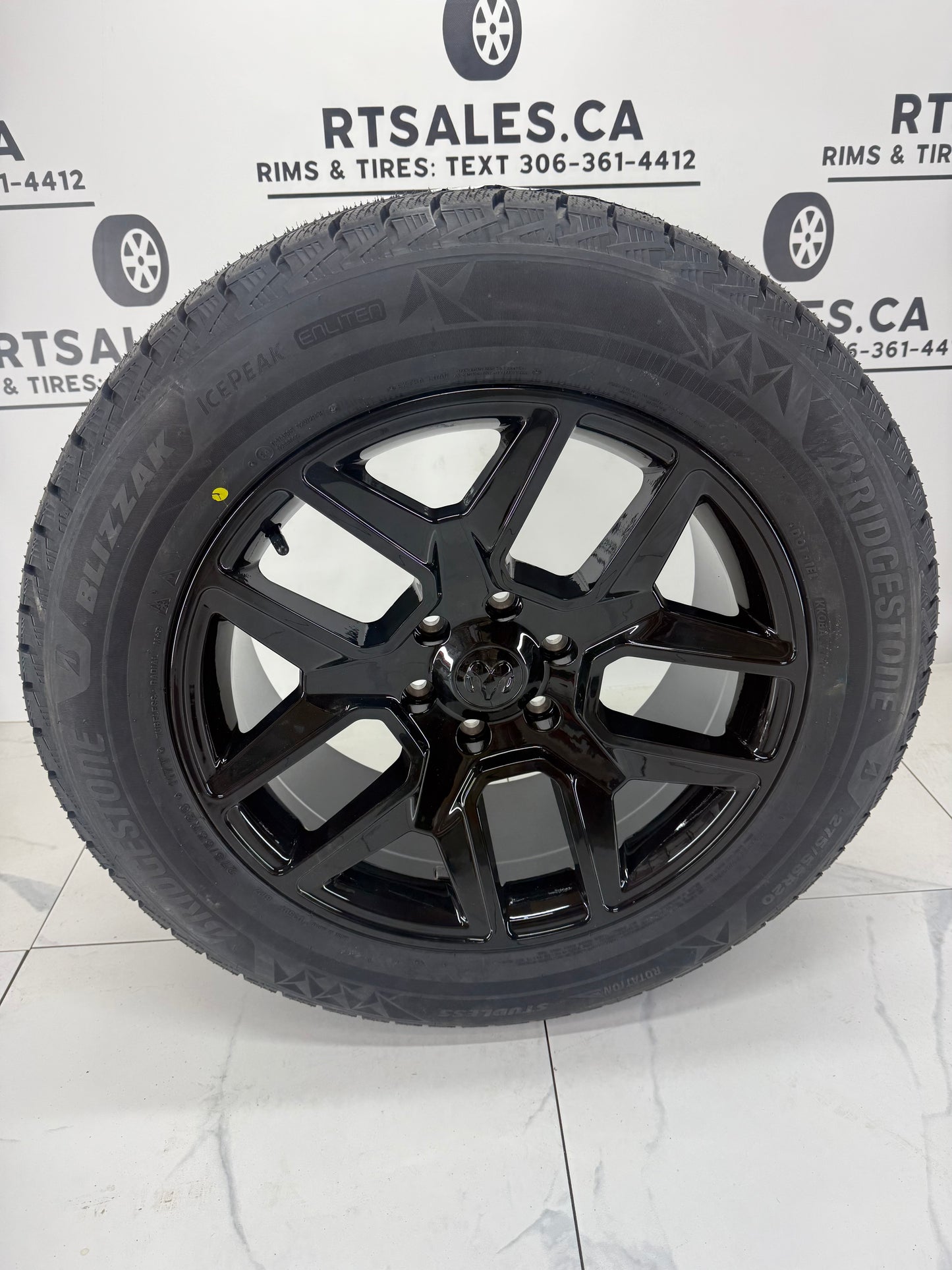 Bridgestone Icepeak Winter Tires on 6x139 Black Replica Ram 1500 Rims – 18", 20", 22"