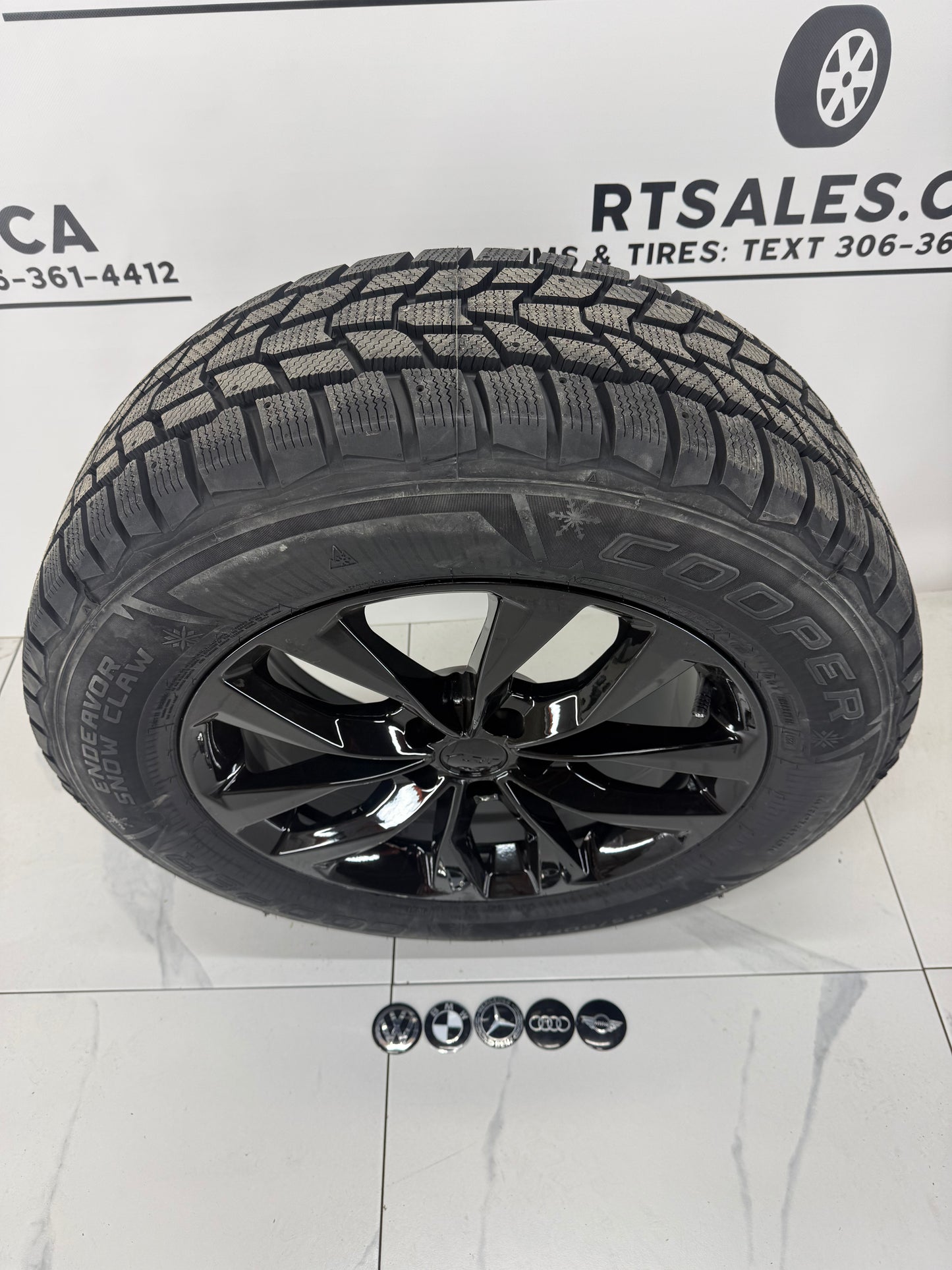 Cooper Endeavor Snow Claw Winter Tires on 18" Black RT Rims 5x112