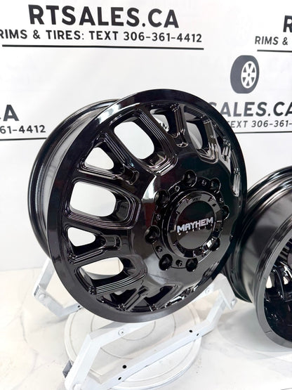 17x6.5 Mayhem Cogent Gloss Black Dually Rims - R&T Sales