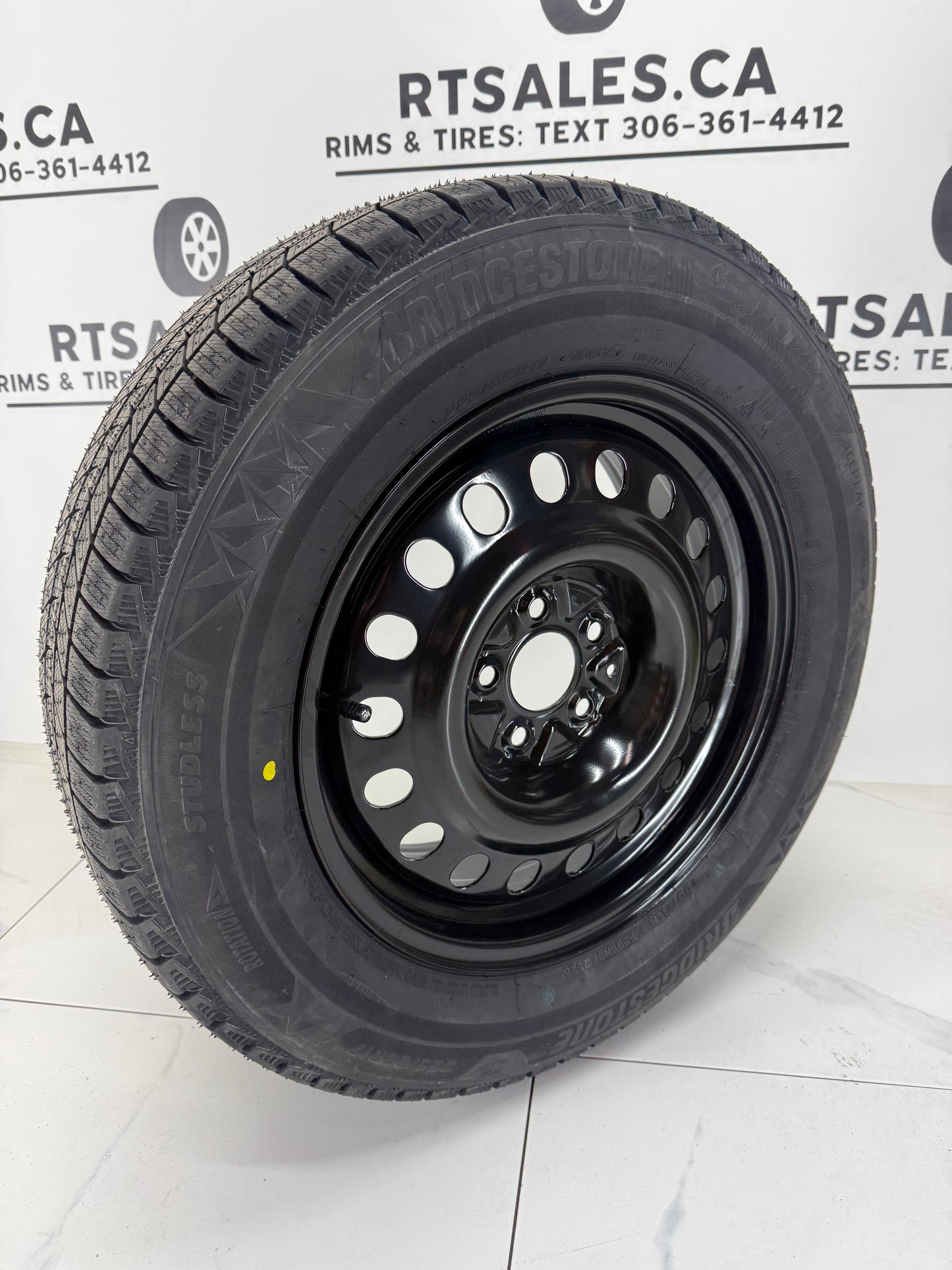 Bridgestone Blizzak Icepeak winter tire on a black steel rim - R&T Sales
