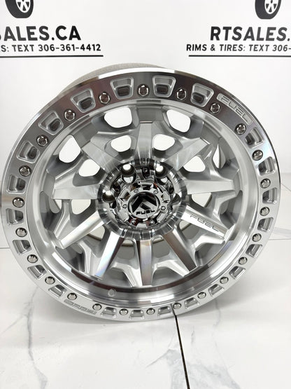 17x8.5 Fuel Covert Silver Machined Face Rims 6x139.7
