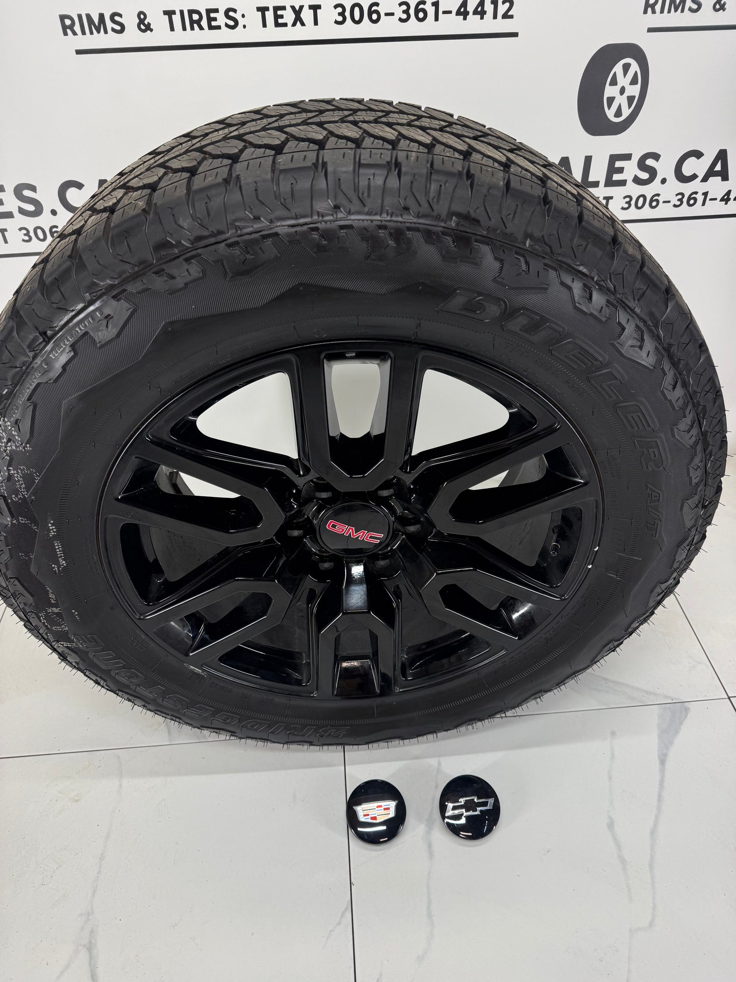 275/60/20 Bridgestone AT Tires on 20" GMC AT4 Rims 6x139.7 (Takeoffs)