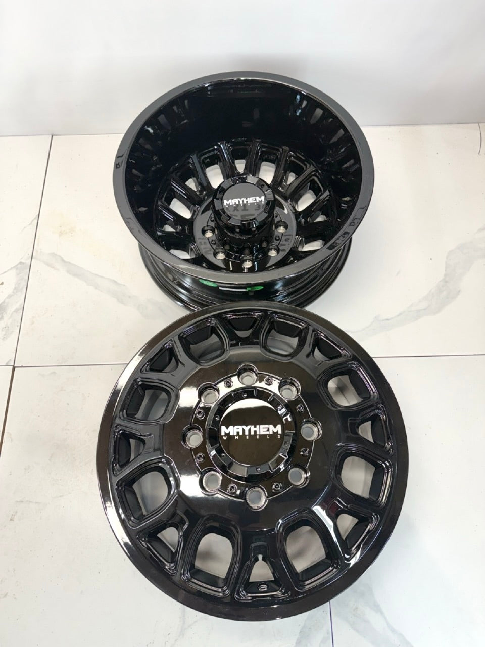 17x6.5 Mayhem Cogent Gloss Black Dually Rims - R&T Sales