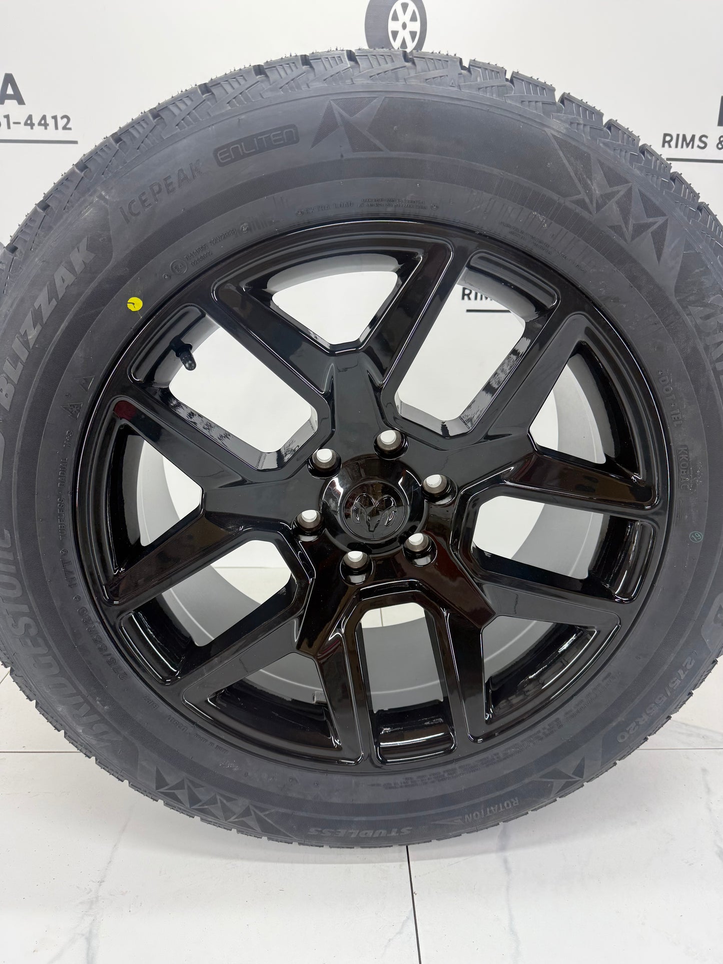 Bridgestone Icepeak Winter Tires on 6x139 Black Replica Ram 1500 Rims – 18", 20", 22"